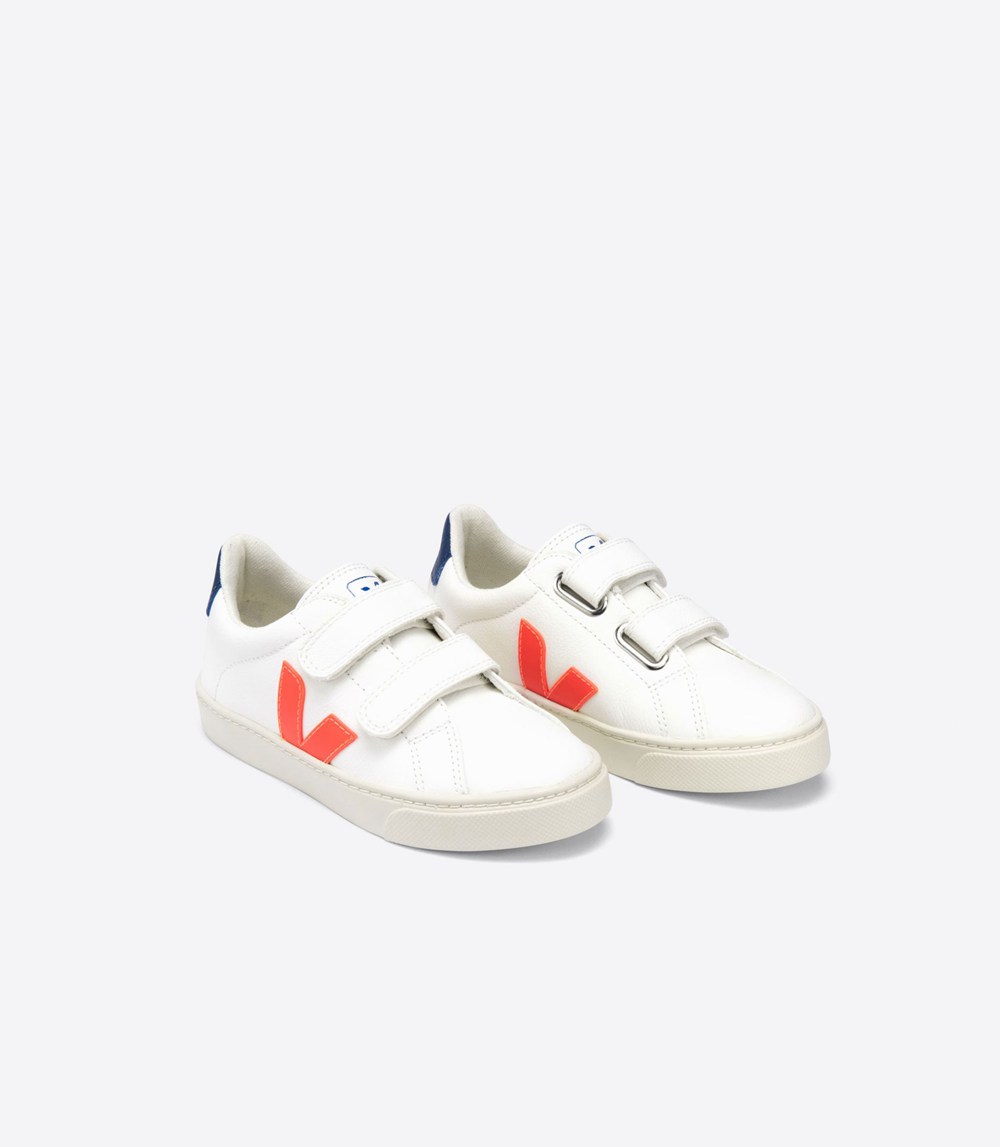Veja Sneakers Kids - Esplar Velcro Chromefree - White/Orange - 9057DGJSM
